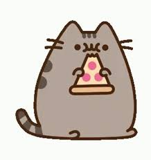 Pusheen eats pizza