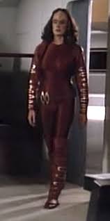 K'Ehleyr in her red jumpsuit strolling through the hall like a bad ass.