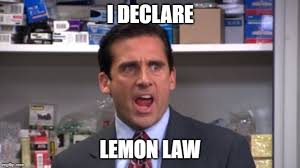 Michael Scott from "The Office" says "I declare, Lemon Law"