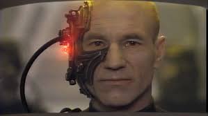 Picard with some of the alterations the Borg made on him