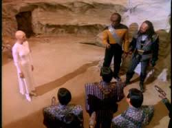 The Klingons and Romulans listening to the message of hope.