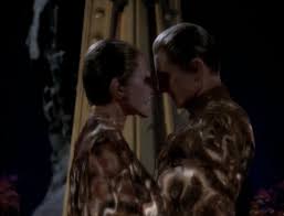 Odo and the female-looking shape-shifter.