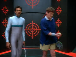 Bashir and O'Brien in their racquetball gear on the court.