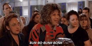 from MY BIG FAT GREEK WEDDING, the mother trying to pronounce "bundt" cake