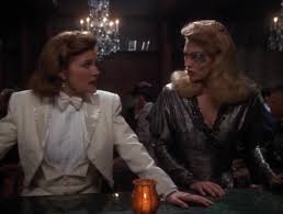 Janeway and Seven in costume, in France