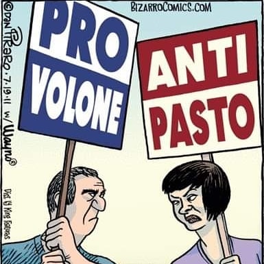 Pro-volone ... anti-pasto (on voting signs)