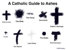 A Catholic guide to ashes (with various kinds like the blob, the hindu, the mini, etc.)