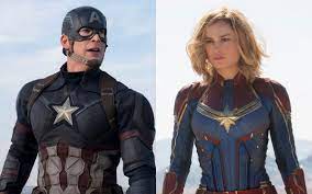 Captain America next to Captain Marvel