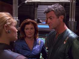Jaffen and Janeway talk to Annika Hansen