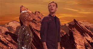 Tucker and Ah'len in the holodeck looking at her home planet.