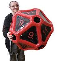 Giant black and red d20